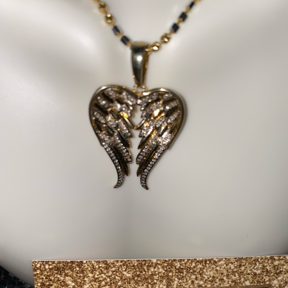 Real diamond angel wing pendant, NOT CZ NOT MOISSANITE, custom made wing pendant - Picture 3 of 9